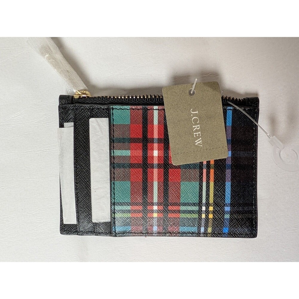 NWT J. Crew Stewart Plaid Tartan Wallet Card Holder Coin Purse Small Compact 4X3